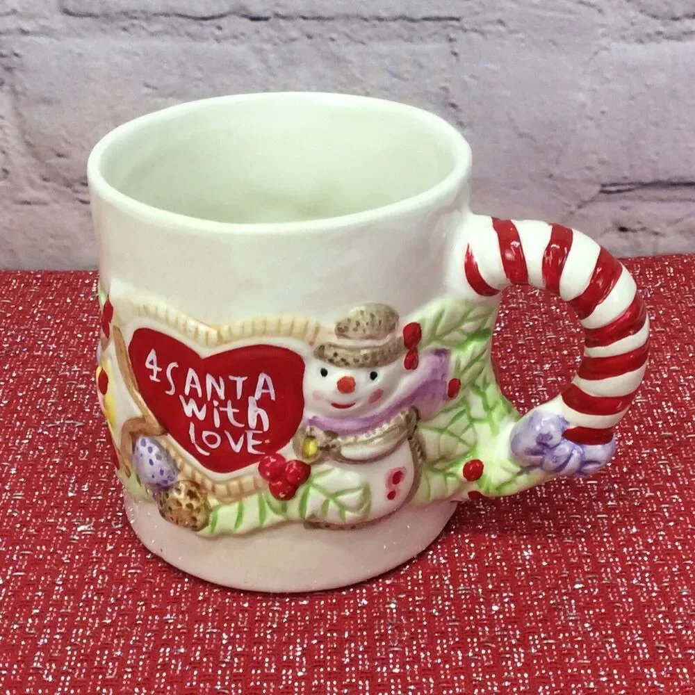 Vintage 1993 Ceramic Christmas Coffee Mug 4 Santa With Love
